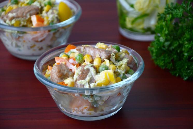 Hearty Chinese Cabbage and Turkey Pea Salad Hearty Chinese Cabbage and Turkey Pea Salad
