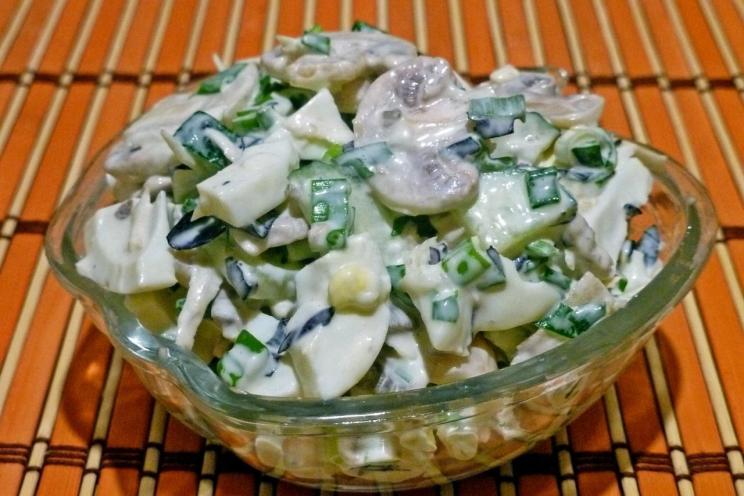 Mushroom & Egg Salad with Green Onions and Celery Root