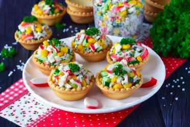 Crab Stick Salad Tartlets: Quick and Festive Snack