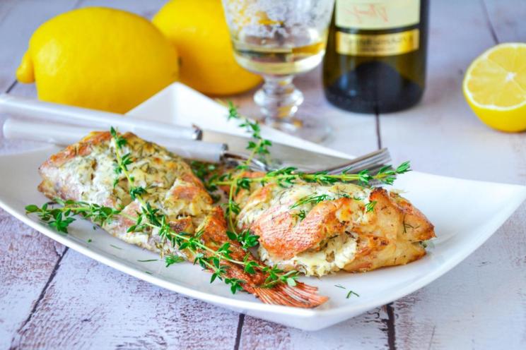 Baked Perch in Creamy Dill Sauce