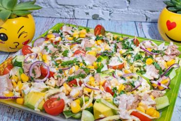 Festive Tuna Avocado Salad with Corn and Egg