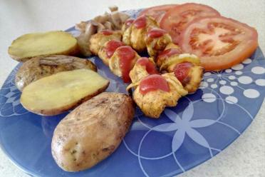Oven-Baked Chicken Kebab with Potatoes