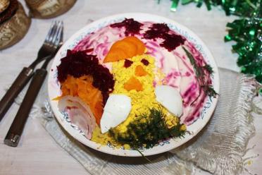 Festive Rooster Herring Salad