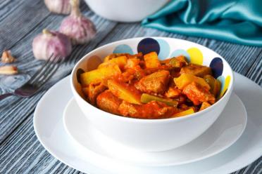 Tatar-Style Pork Azu with Pickles and Potatoes