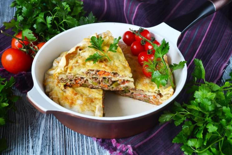 "Quick Skillet Lasagna with Ground Lavash"