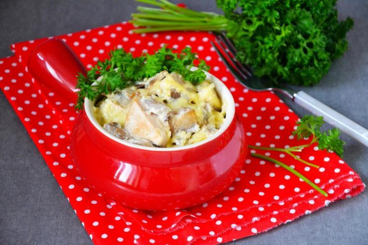 Quick Chicken and Mushroom Julienne in a Pan