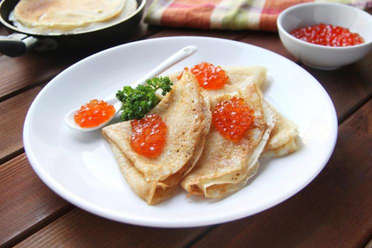 Decadent Pancakes with Red Caviar Decadent Pancakes with Red Caviar