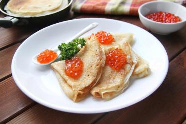 Decadent Pancakes with Red Caviar