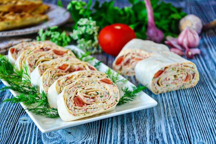 Crab Stick and Cheese Pita Roll