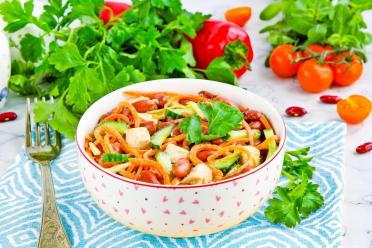 Hearty Chicken and Bean Salad with Korean Carrots
