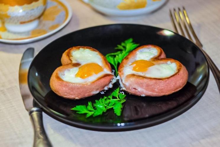 Valentine's Heart-Shaped Egg and Sausage Breakfast