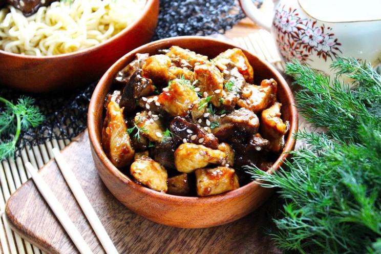 Soy-Glazed Pork with Wild Mushrooms