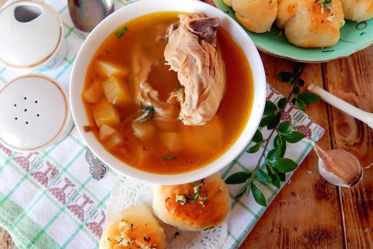 Chicken Borscht with Garlic Pampushki Buns Chicken Borscht with Garlic Pampushki Buns