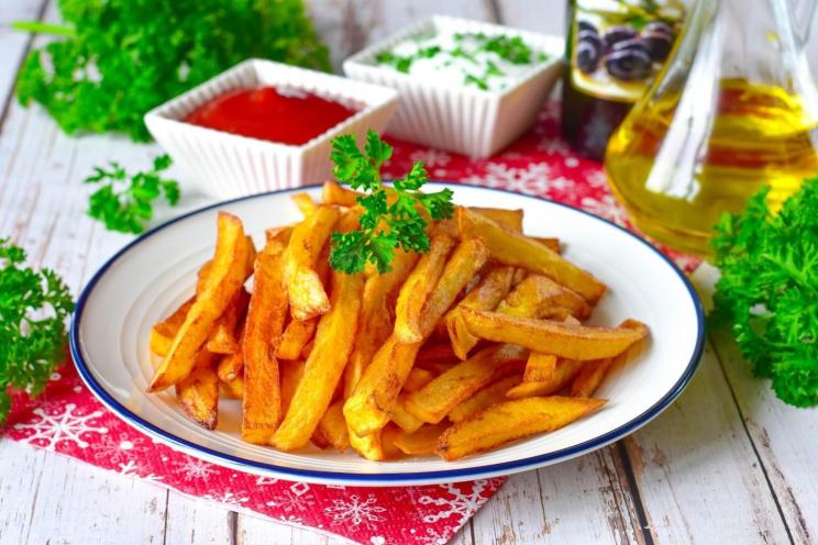 Crispy Homemade French Fries in Vegetable Oil