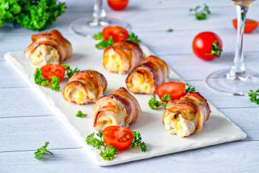 Oven-Baked Bacon-Wrapped Chicken Rolls