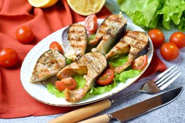 Grilled Pink Salmon in a Pan