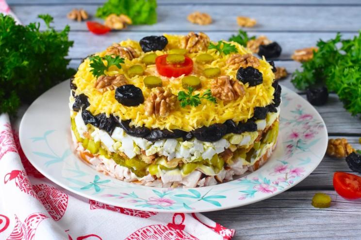 Layered Chicken and Prune Salad