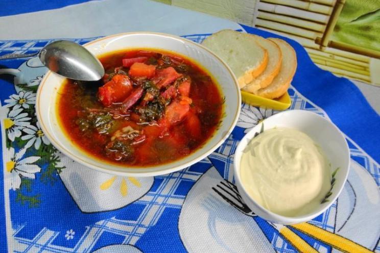 Summer Sorrel Red Borscht in a Slow Cooker