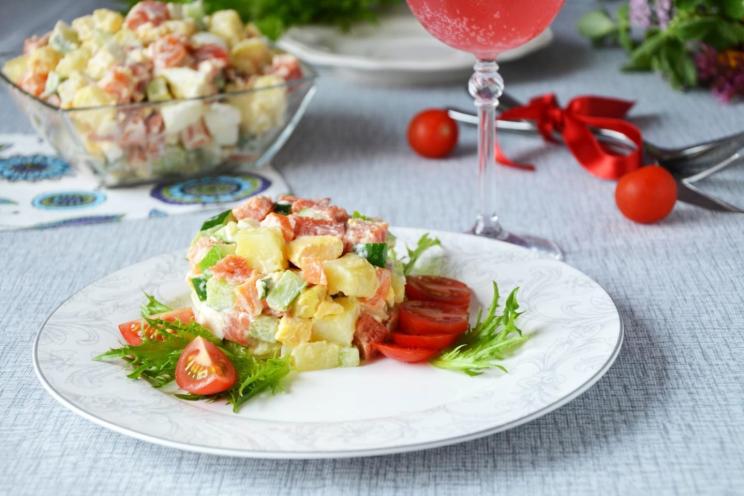Easy Red Fish Salad with Fresh Cucumbers