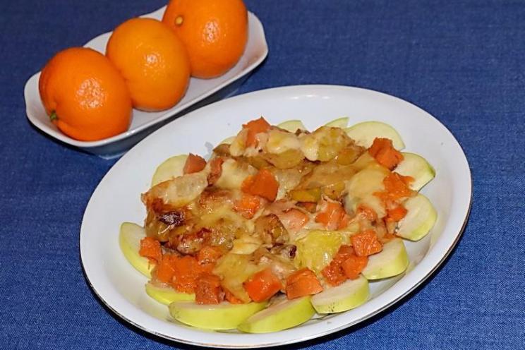 Baked Pumpkin and Apple Casserole with Oranges, Cheese, and Cinnamon Baked Pumpkin and Apple Casserole with Oranges, Cheese, and Cinnamon
