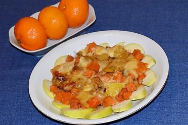 Baked Pumpkin and Apple Casserole with Oranges, Cheese, and Cinnamon