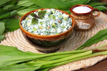 Wild Garlic Spring Salad with Sour Cream