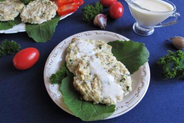 Oven-Baked Fish Fritters with Yogurt Sauce