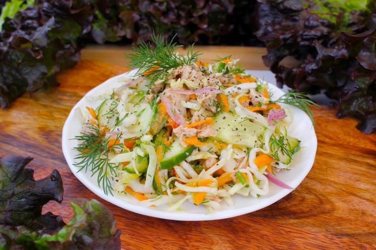 Fresh Cabbage and Cod Liver Salad