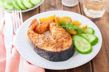 Baked Mustard Salmon Steaks