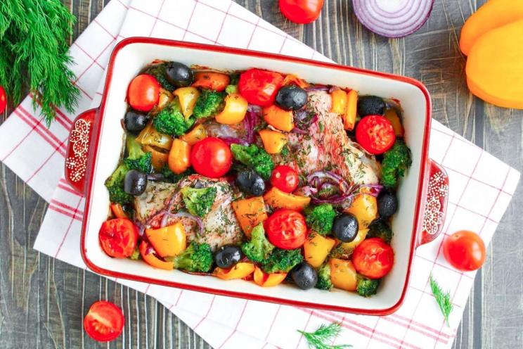 Oven-Baked Sea Bass with Veggies