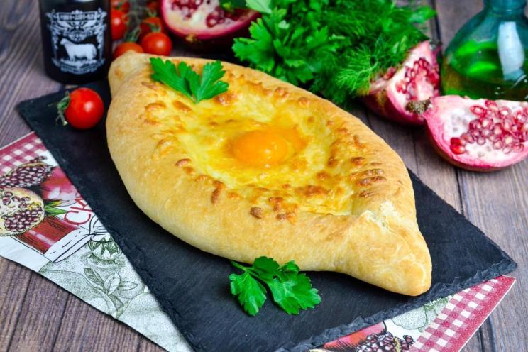 Baked Adjarian Khachapuri with Suluguni Cheese