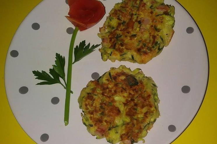 Cheesy Ham Zucchini Pancakes