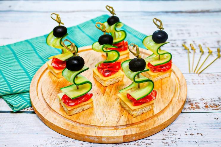 Sausage and Cheese Skewer Canapés