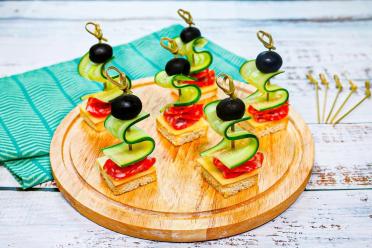 Sausage and Cheese Skewer Canapés