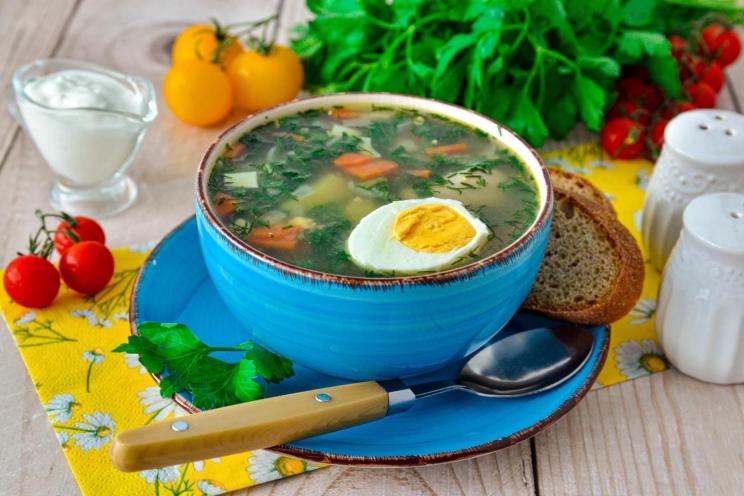 Spring Nettle Soup with Chicken and Egg
