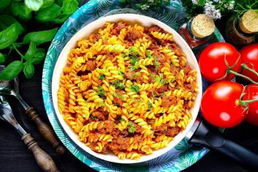 Hearty Skillet Pasta with Stewed Meat