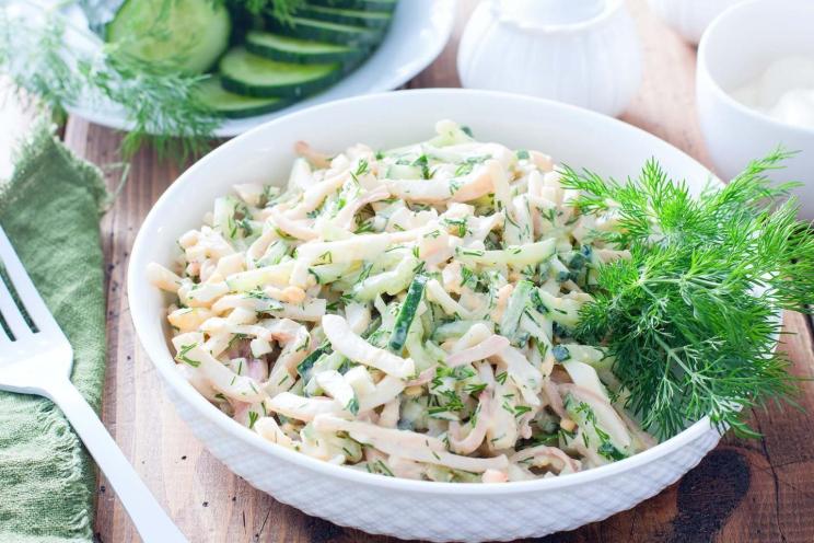Squid & Egg Salad with Cucumber and Mayo
