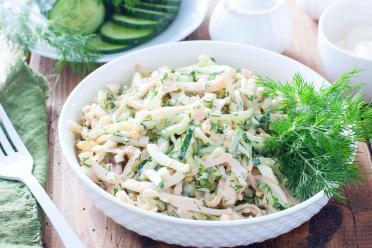 Squid & Egg Salad with Cucumber and Mayo