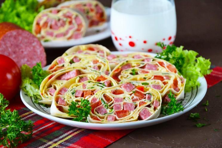 Quick Sausage & Cheese Lavash Rolls