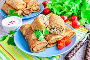 Meat and Rice Stuffed Pancakes