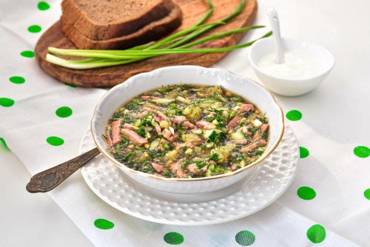 Classic Summer Okroshka with Sausage