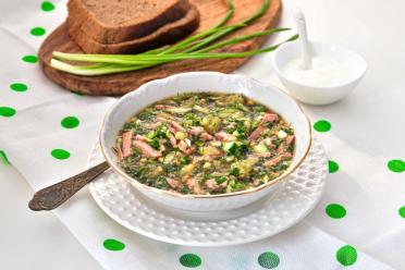 Classic Summer Okroshka with Sausage