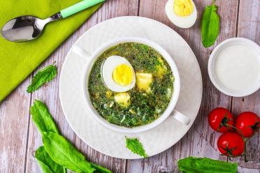 Spring Green Cabbage Soup with Nettle, Sorrel, and Egg