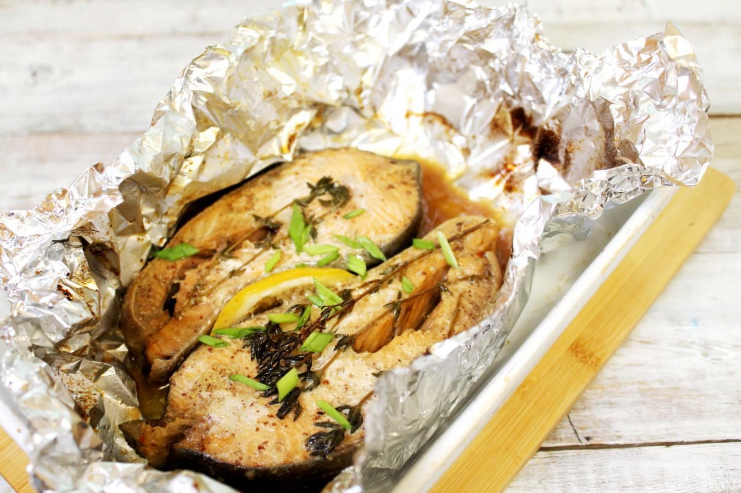 Foil-Baked Chum Salmon Steak