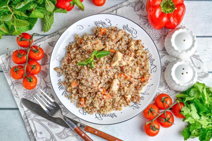 Oven-Baked Chicken and Buckwheat in a Sleeves