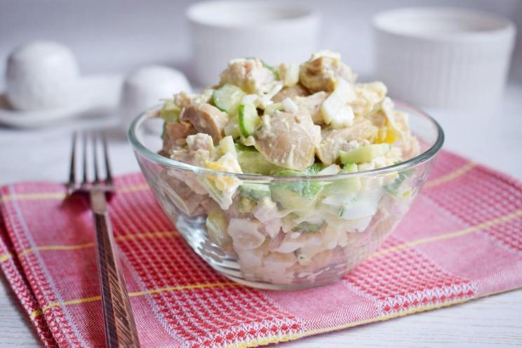 Chicken, Mushroom, and Cucumber Salad