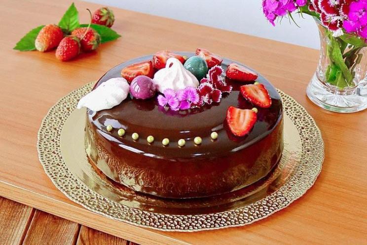 Decadent Mirror Glaze Mousse Cake with Waffle Layers Decadent Mirror Glaze Mousse Cake with Waffle Layers