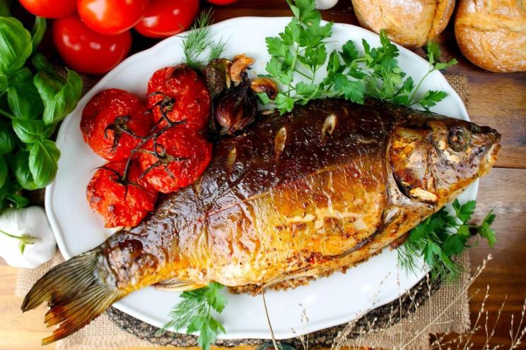 Oven-Baked Stuffed Carp with Buckwheat and Mushrooms Oven-Baked Stuffed Carp with Buckwheat and Mushrooms
