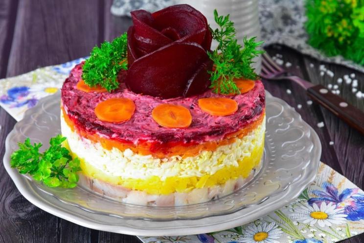 Cheese-Topped Herring Salad