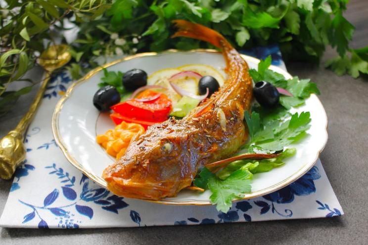 Oven-Baked Sea Rooster with Olive Oil and Spices Oven-Baked Sea Rooster with Olive Oil and Spices